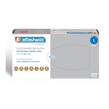 Karabinis Medical Alfashield Γάντια Λάτεξ Χωρίς Πούδρα σε Λευκό Χρώμα Large100τμχ