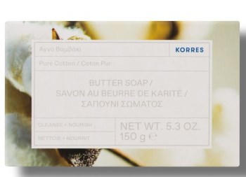 Korres Pure Cotton Butter Soap Σαπούνι Βουτύρου Σώματος Αγνό Βαμβάκι, 150gr