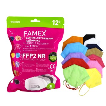Famex Μάσκα Προστασίας FFP2 Particle Filtering Half NR Mix Για Γυναικείο Πρόσωπο 12τμχ