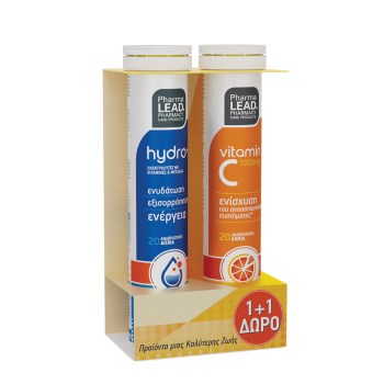 Pharmalead Hydro 20 αναβράζοντα δισκία & Βιταμίνη C 1000mg 20 αναβράζοντα δισκία Πορτοκάλι