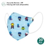 Tiexiong Filtering Half Μάσκα Προστασίας FFP2 NR BFE >95% για Παιδιά σε Γαλάζιο χρώμα με Robots 20τμχ