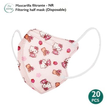Tiexiong Filtering Half Μάσκα Προστασίας FFP2 NR BFE >95% για Παιδιά σε Ροζ χρώμα με Little Cat 20τμχ