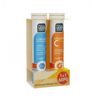 Pharmalead Calcium With Vitamin C & D3 20 Αναβράζοντα Δισκία ΔΩΡΟ Vitamin C 1000mg 20 Αναβράζοντα Δισκία