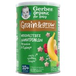 Gerber Organic For Baby 10m+ Grain & Grow Μπουκίτσες Δημητριακών με Γεύση Μπανάνα & Σμέουρο, 35gr