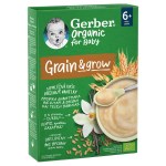Gerber Organic For Baby 6m+ Grain & Grow Baby Cereal with Wheat, Oats & Vanilla Flavor, 200gr