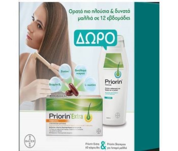 Bayer Priorin Extra PROMO 60 κάψουλες & ΔΩΡΟ Σαμπουάν Κατά της Τριχόπτωσης για Λιπαρά Μαλλιά 200ml