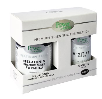 Power Of Nature Platinum Range Melatonin Premium Sleep Formula 30 κάψουλες Συμπλήρωμα για τον Ύπνο & B-Vit 12 1000μg 20 ταμπλέτες