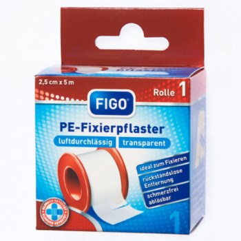 Figo Αυτοκόλλητη Επιδεσμική Ταινία 1Τμχ 2.5cmx5m transparent