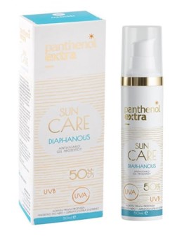 Panthenol Extra Sun Care Diaphanous SPF50 Διάφανο Αντιηλιακό Gel Προσώπου με Αντλία, 50ml