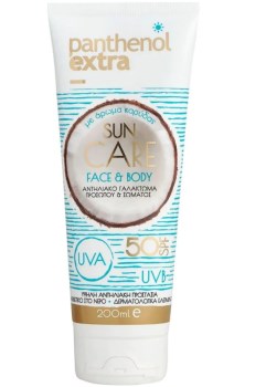 Panthenol Extra Sun Care Spf50 Αντηλιακό Γαλάκτωμα για Πρόσωπο & Σώμα με Άρωμα Καρύδας, 200ml