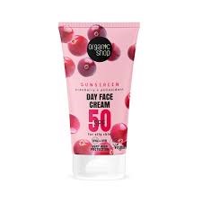 Natura Siberica Organic Shop  Sunscreen Αντηλιακό Προσώπου με Κράνμπερι SPF50, 50ml