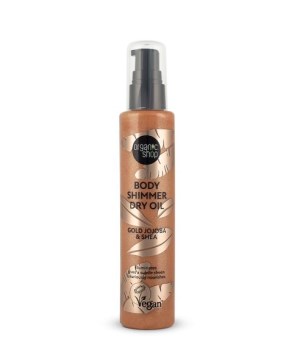 Organic Shop Body Shimmer Dry Oil Gold Jojoba & Shea 100ml - Dry Body Oil for Golden Shine, Jojoba & Shea