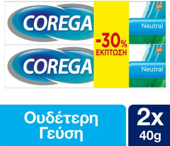Corega 3D Hold Neutral Στερεωτική Κρέμα Τεχνητής Οδοντοστοιχίας 2x40gr