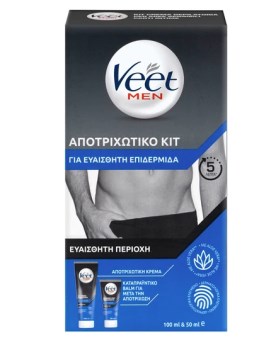 Veet Men Ανδρικό Αποτριχωτικό Κιτ για την Ευαίσθητη Περιοχή με Αποτριχωτική Κρέμα 100ml & Καταπραϋντικό Βάλσαμο για Μετά την Αποτρίχωση 50ml