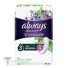 Always Discreet Σερβιέτες Για Την Ακράτεια Normal 12τμχ
