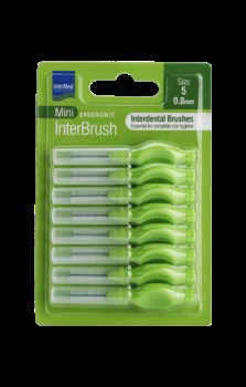 Intermed Mini Ergonomic Μεσοδόντια Βουρτσάκια με Λαβή 0.8mm Πράσινα 8τμχ