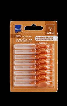 Intermed Mini Ergonomic Μεσοδόντια Βουρτσάκια με Λαβή 0.45mm Πορτοκαλί 8τμχ