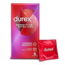 Durex Sensitive Extra Lube, Προφυλακτικά Πολύ Λεπτά Με Έξτρα Λιπαντικό 6τμχ.