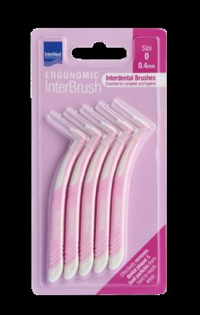 Intermed Ergonomic Μεσοδόντια Βουρτσάκια με Λαβή 0.4mm Ροζ 4τμχ