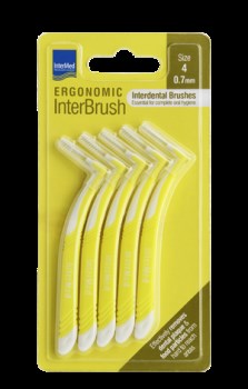 Intermed Ergonomic Μεσοδόντια Βουρτσάκια με Λαβή 0.7mm Κίτρινα 4τμχ