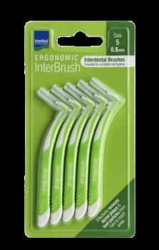 Intermed Ergonomic Μεσοδόντια Βουρτσάκια με Λαβή 0.8mm Πράσινα 4τμχ