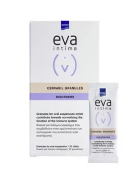 INTERMED Eva Intima Cervasil Granules Disorders Κοκκία για Πόσιμο Εναιώρημα για Αποτελεσματική Διαχείριση του HPV 30 Φακελίσκοι