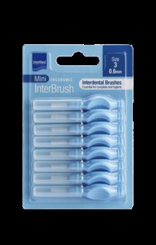 Intermed Mini Ergonomic Μεσοδόντια Βουρτσάκια με Λαβή 0.6mm Γαλάζια 8τμχ