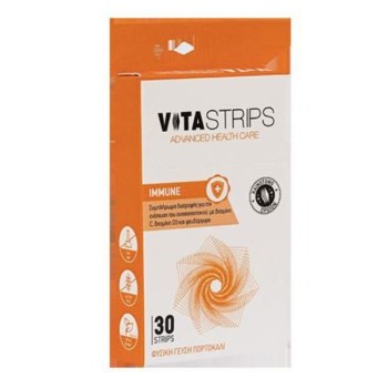 Vitastrips Immune Συμπλήρωμα Διατροφής για το Ανοσοποιητικό με Φυσική Γεύση Πορτοκάλι 30 τμχ