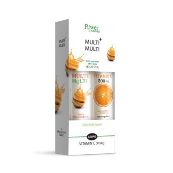 Power Of Nature Multi + Multi με Στέβια 24 αναβράζοντα δισκία & Vitamin C 500mg Πορτοκάλι 20 αναβράζοντα δισκία