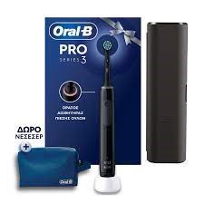 Oral-B Pro 3 Ηλεκτρική Οδοντόβουρτσα ΜΑΥΡΗ ΜΕ ΘΗΚΗ