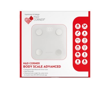 Karabinis H&D Corner Body Scale Advanced  Λευκή Smart Ζυγαριά με Λιπομετρητή & Bluetooth