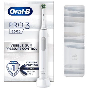 Oral-B Pro 3 3500 Ηλεκτρική Οδοντόβουρτσα με Αισθητήρα Πίεσης και Θήκη Ταξιδίου White Edition