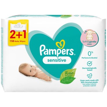 Pampers Sensitive Baby Wipes 156 τεμάχια