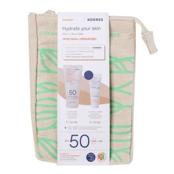 Korres PROMO Γιαούρτι Αντηλιακή Κρέμα Προσώπου SPF50 50ml, Αφρώδης Κρέμα Καθαρισμού 20ml & Serum Προσώπου 1,5ml.