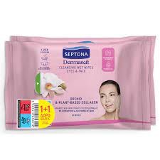 Septona Promo (1+1 Δώρο) Dermasoft Orchid & Plant-Based Collagen Μαντηλάκια Ντεμακιγιάζ με Ορχιδέα & Κολλαγόνο, 2x20τεμ, 1σετ