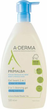 A-Derma Primalba Cleansing Gel 2in1 Τζελ Καθαρισμού για το Ευαίσθητο Βρεφικό Δέρμα 500ml