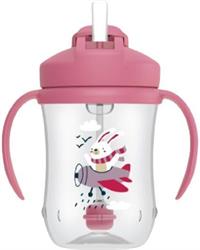 Dr. Brown's Baby's First Straw Cup 91011 Κύπελλο με καλαμάκι & λαβές 6m+, Ροζ χρώμα, 270ml