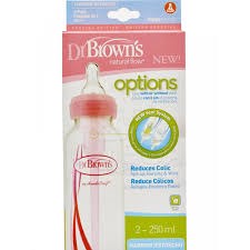 Dr. Brown's SB 82305 Πλαστικό Μπιμπερό με Στενό Λαιμό με Θηλή Σιλικόνης, Χρώμα Ροζ, 2 x 250ml