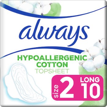 Always Cotton Protection Ultra Long Σερβιέτες με Φτερά για Κανονική Ροή 4 Σταγόνες Μέγεθος 2 10τμχ