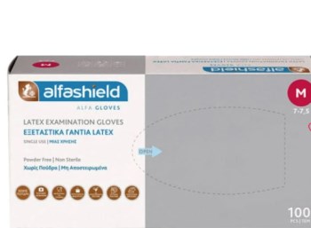 Alfashield Alfa Gloves Εξεταστικά Γάντια Latex μιας Χρήσης Χωρίς Πούδρα Λευκό Medium 100τμχ