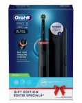 Oral B Pro 3 3500 Cross Action Black Edition Ηλεκτρική Οδοντόβουρτσα με Αισθητήρα Πίεσης + Θήκη Ταξιδιού 1τμχ