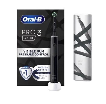 Oral-B Pro 3 3500 Design Edition Black Επαναφορτιζόμενη Ηλεκτρική Οδοντόβουρτσα & Θήκη Ταξιδίου, 1τεμ.