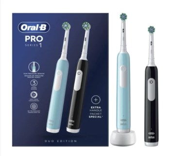 Oral-B Pro Series 1 Duo Ηλεκτρικές Οδοντόβουρτσες Μπλε & Μαύρη 2τμχ