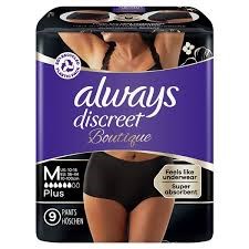 Always Discreet Boutique Pants Plus Medium Μαύρο 9τμχ για την Ακράτεια