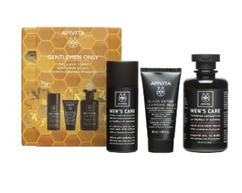 Apivita Set Gentlemen Only Κρέμα Προσώπου & Ματιών Κατα Των Ρυτίδων + Mini Μαύρο Gel Καθαρισμού + Δώρο Σαμπουάν – Αφρόλουτρο