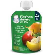 Gerber Organic For Baby 4m+ Φρουτοπουρές Αχλάδι, Μήλο & Μπανάνα, 90gr