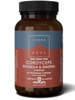 Terranova Cordyceps, Rhodiola & Ginseng Συμπλήρωμα Διατροφής με Ροδιόλα & Τζίνσενγκ για Πνευματική και Σωματική Κόπωση, 50caps