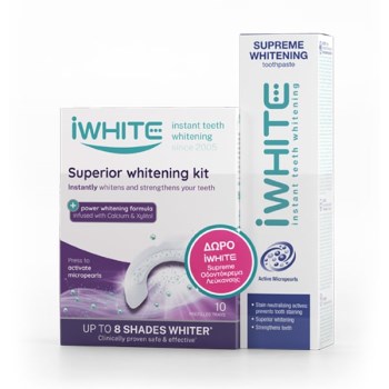 iWhite Superior Whitening Kit Λεύκανσης Δοντιών με Μασελάκι 10τμχ & Οδοντόκρεμα 75ml