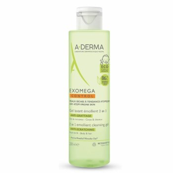 A-Derma Exomega Control 2 In1 Emollient Cleansing Gel Καθαρισμού Για Σώμα Και Μαλλιά 200ml