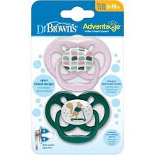 Dr Browns Advantage Πιπίλα Σιλικόνης 6-18m Ροζ-Πράσινο 2 Τεμάχια